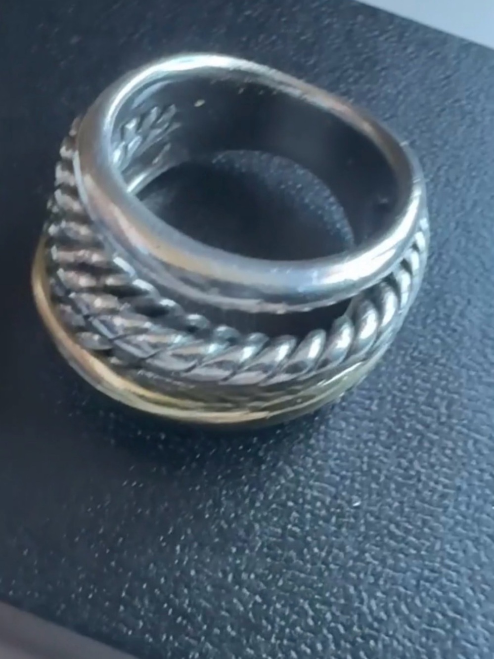 David Yurman Two-Tone Silver and Gold Multi-Band Cable Ring - Picture 12 of 16